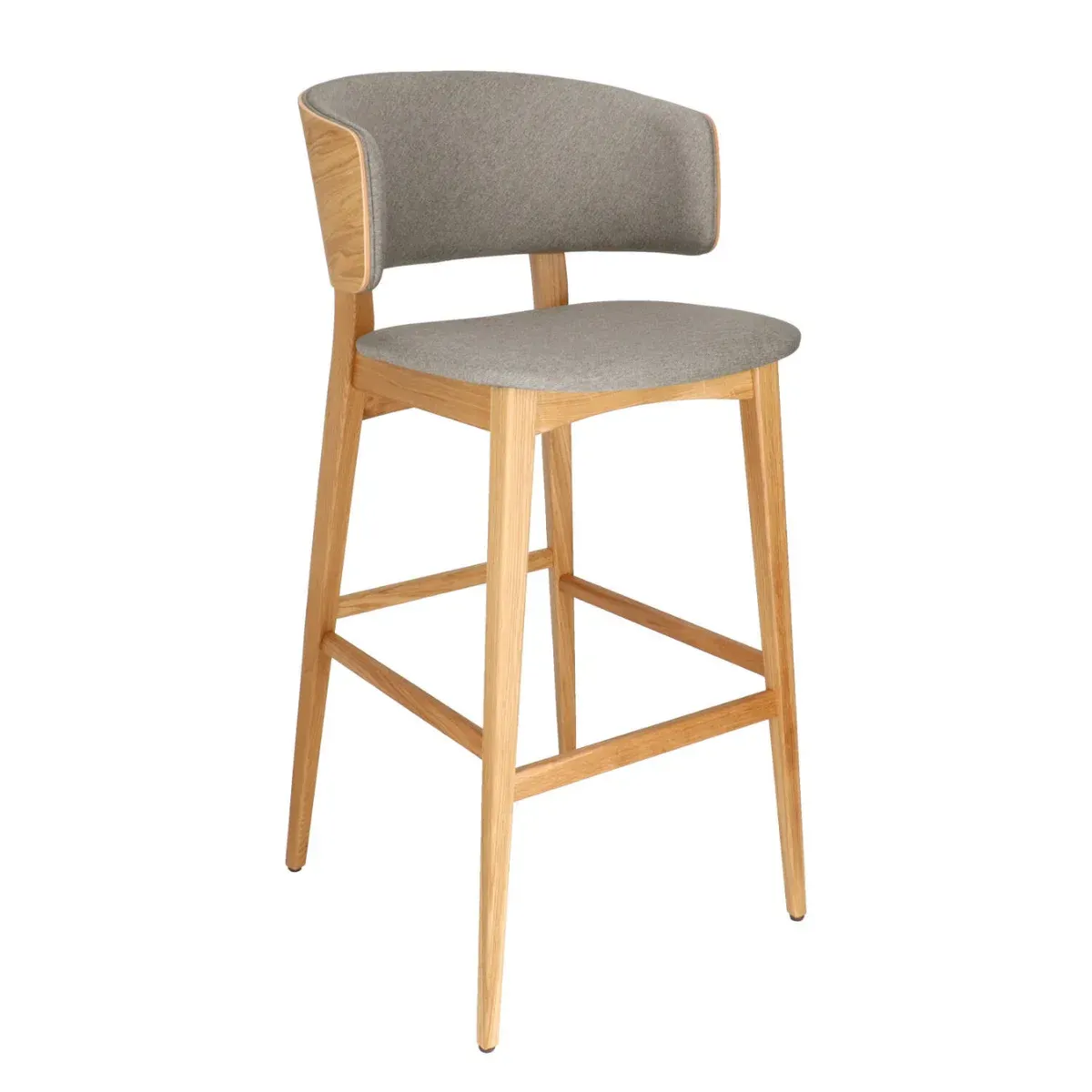 AT LUCY Grey, Natural classic Wooden indoor bar stool