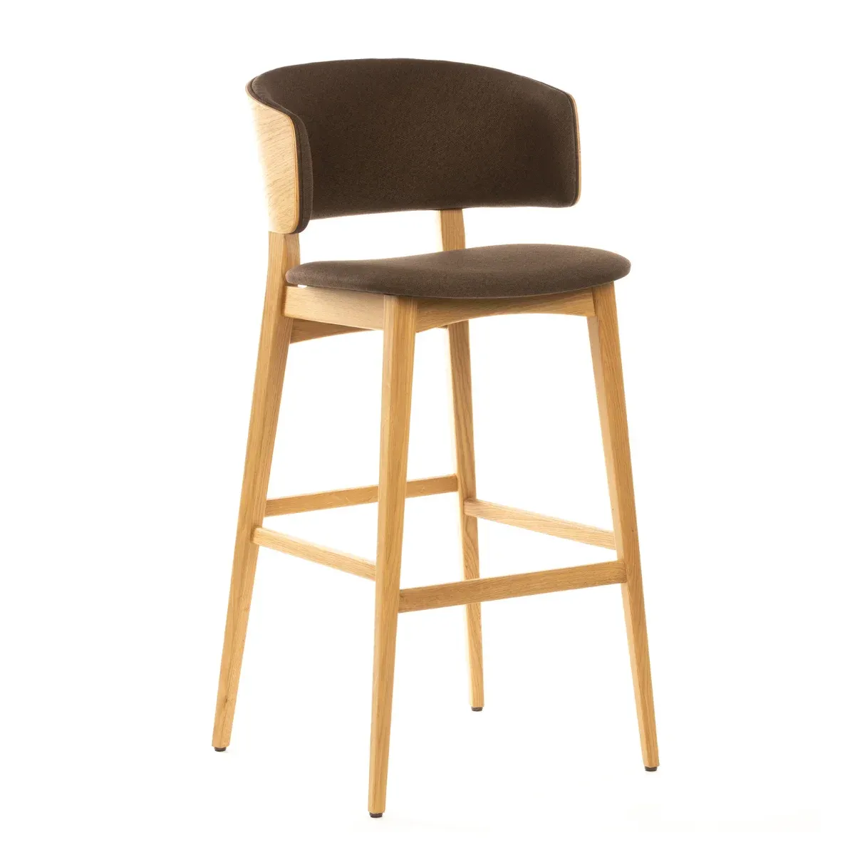 AT LUCY Brown, Natural classic Wooden indoor bar stool