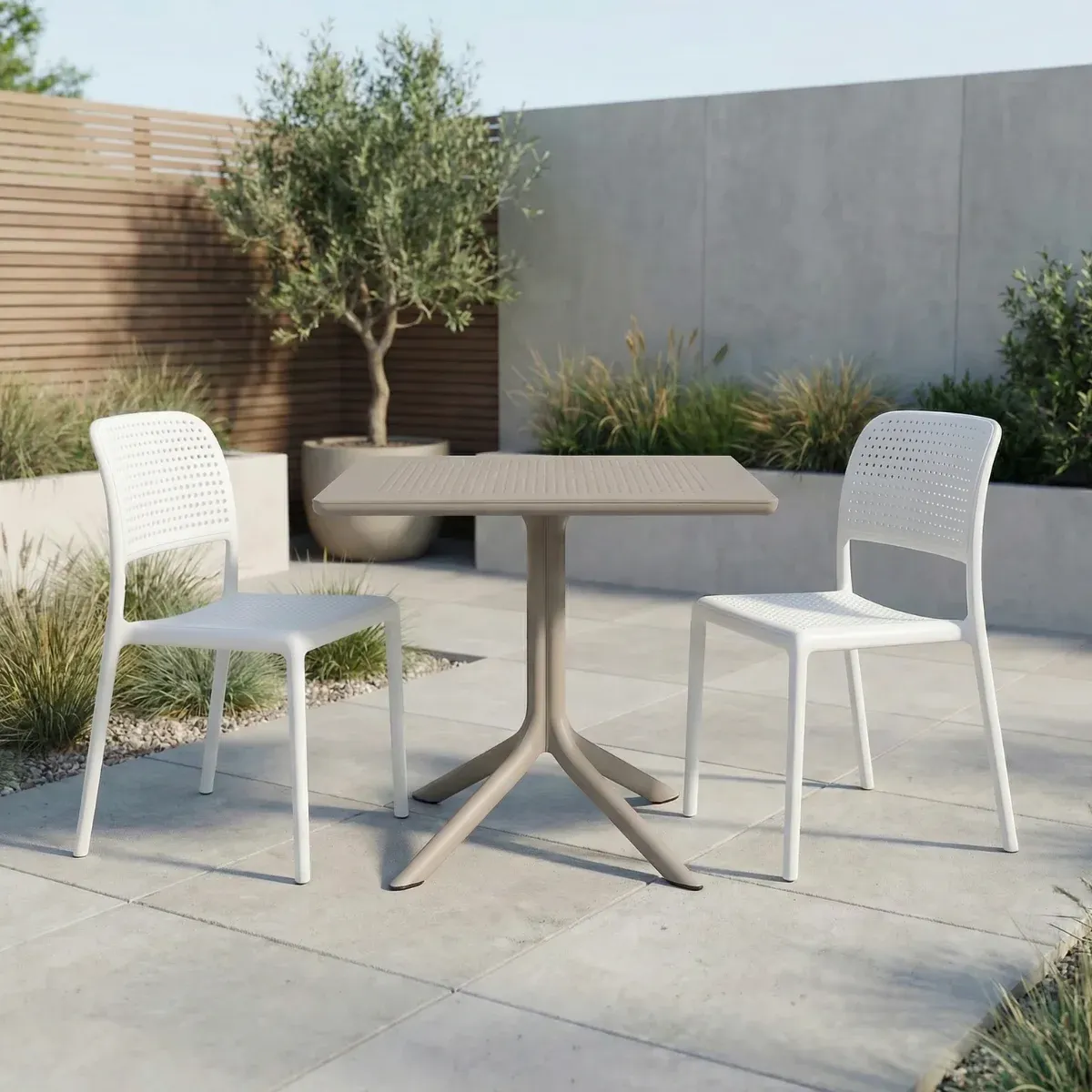 NARDI CLIP 80 / BORA BISTROT White, Taupe modern Outdoor set