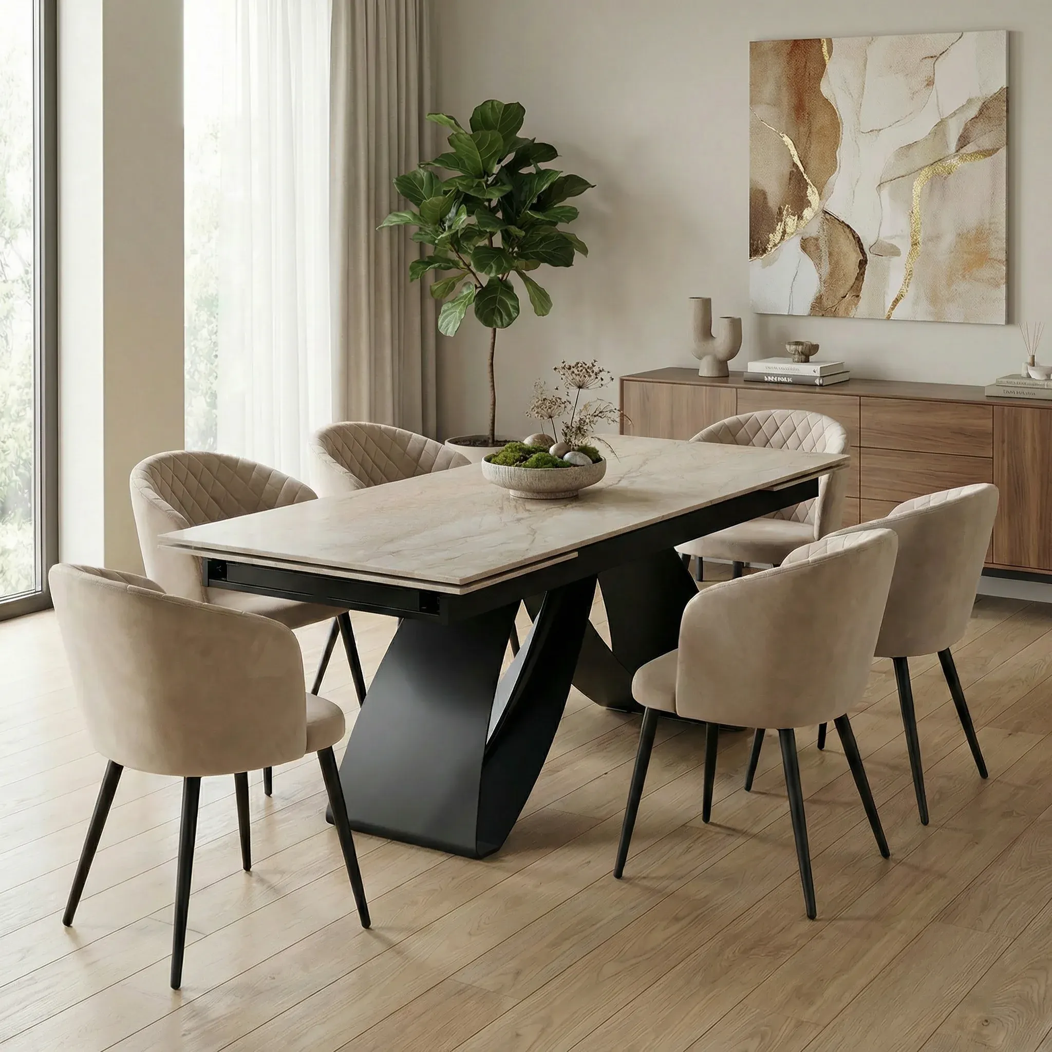 ET CARLOS / KATHERIN Beige elegant Indoor dining set