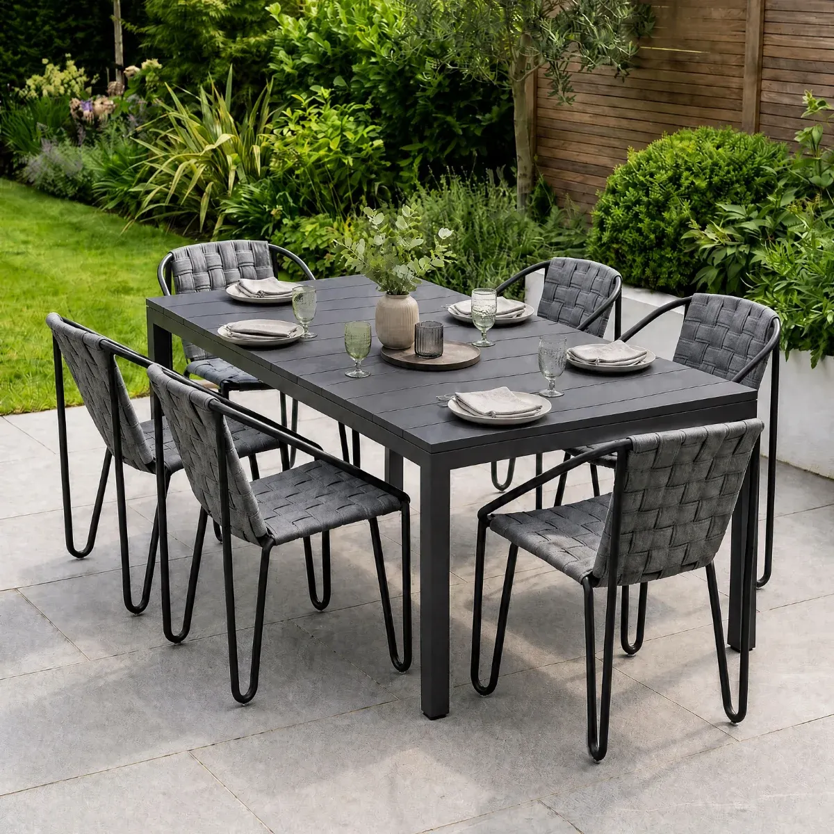 NARDI RIO 140-210 Szürke / DL JARDINA 6 db  Grey design Outdoor set
