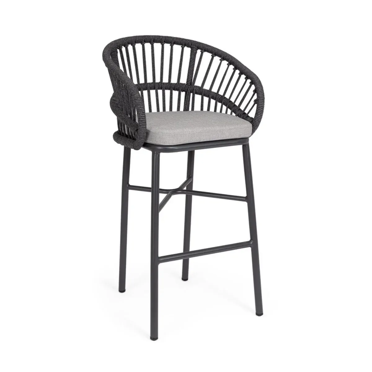 BT LASVEGAS Black design Polyrattan outdoor bar stool