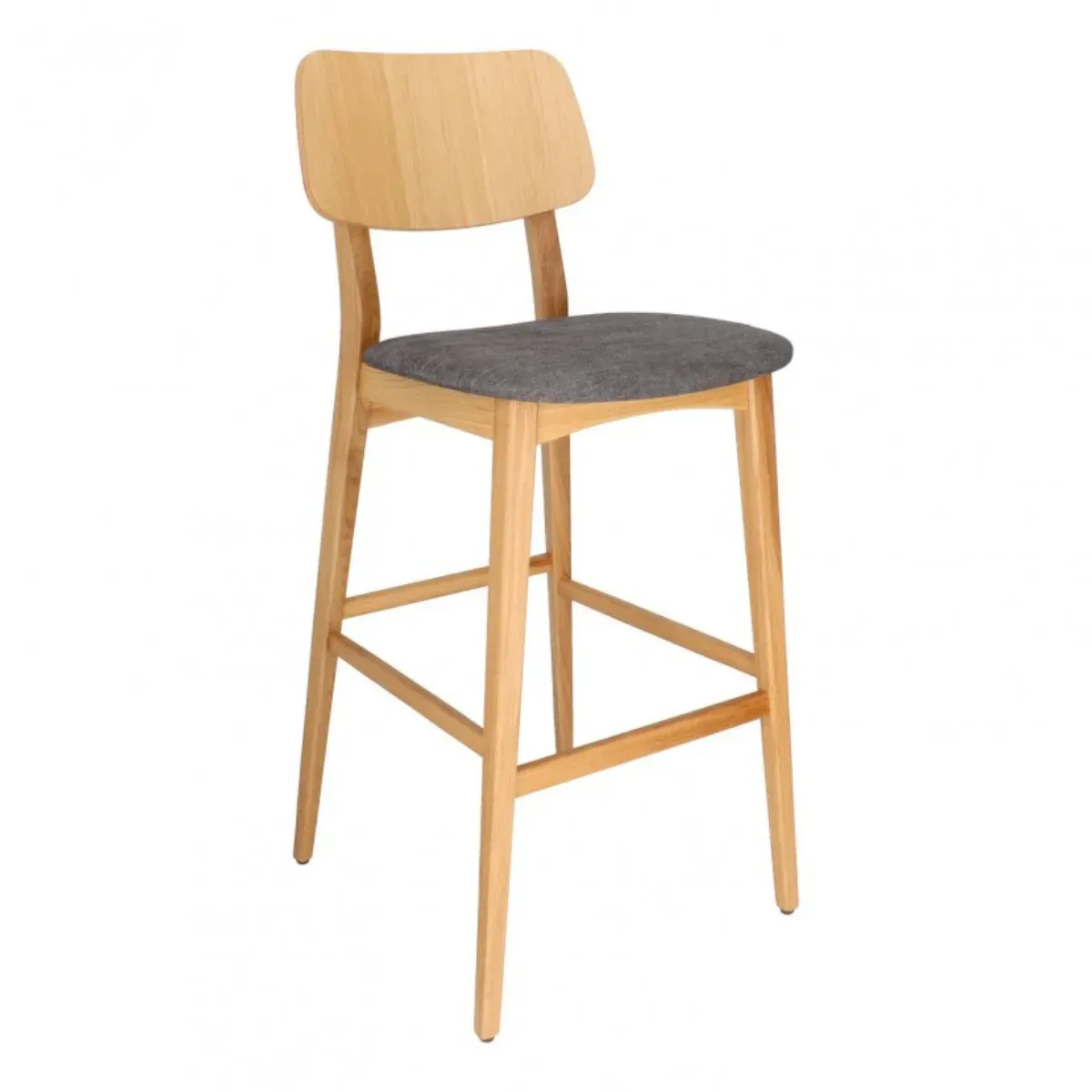 AT CHANI Grey Scandinavian Wooden indoor bar stool