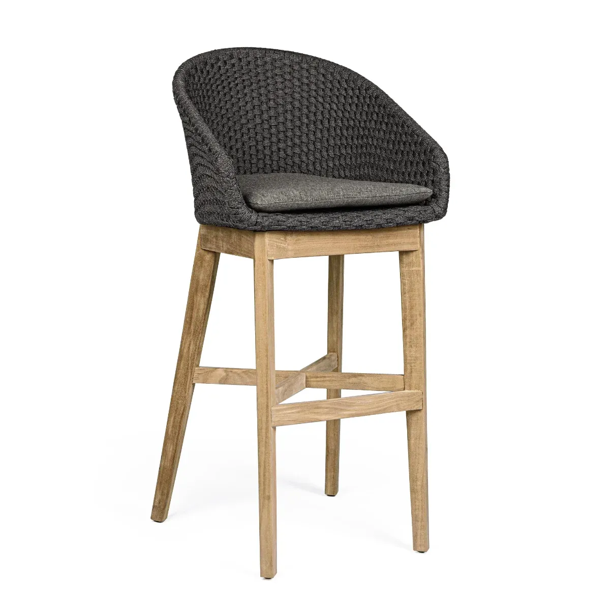 BT ZALUMA Grey elegant Polyrattan outdoor bar stool