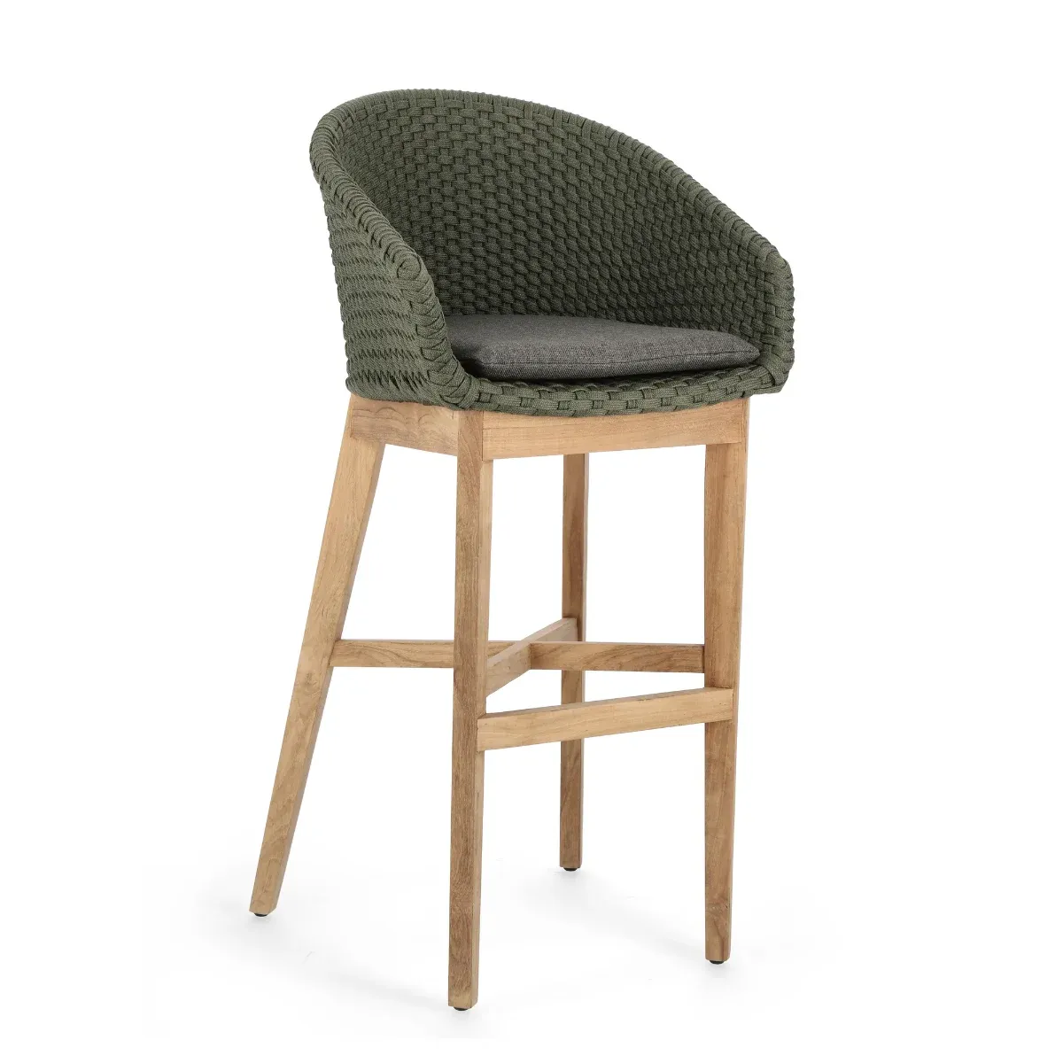 BT ZALUMA Green elegant Polyrattan outdoor bar stool
