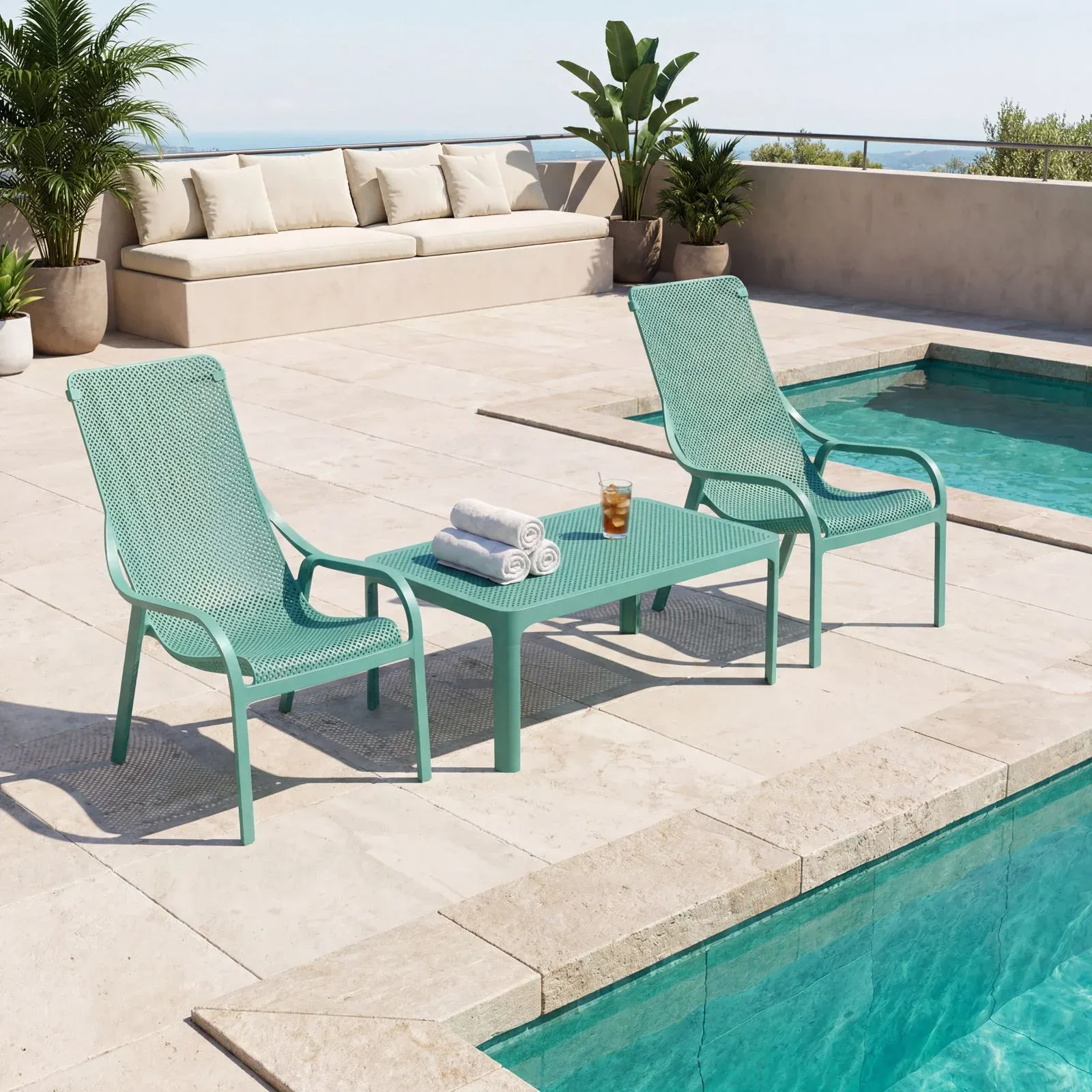 NARDI NET TABLE 100 / NARDI NET LOUNGE Turquoise modern Outdoor set